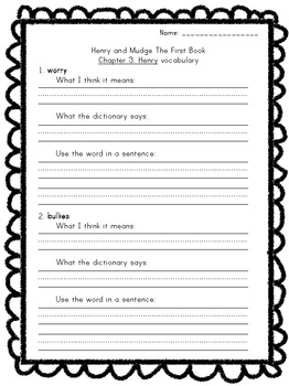 Henry and Mudge The First Book Literature Study Packet by Sped-Ventures