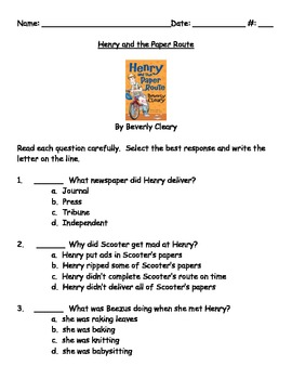beverly cleary henry and the paper route