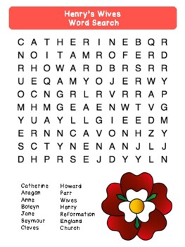 Preview of Henry's Wives - Word Search