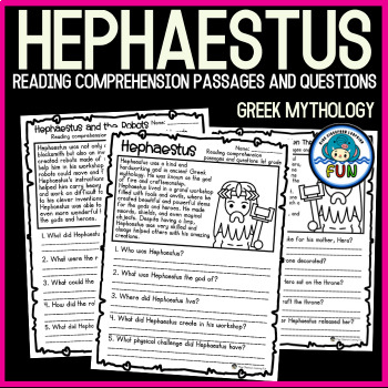 Preview of Hephaestus - God Greek Mythology Reading Comprehension Passages and Questions