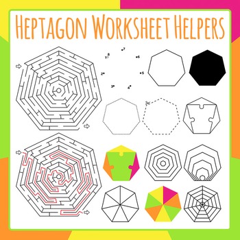 heptagon 2d shape worksheet helpers maze tracing template clip art clipart