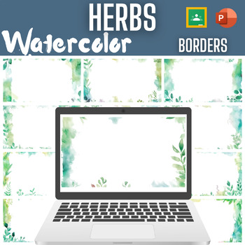 Preview of Herb Themed Watercolor Borders for Google Slides and PowerPoint 16x9 frames