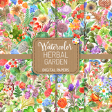Herbal Garden Set 3 - Watercolor Floral Pattern Papers