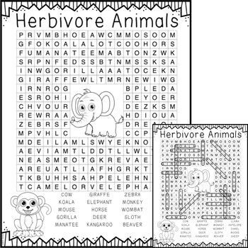 Preview of Herbivore Animals Word Search