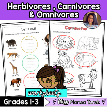 Preview of Herbivores, Omnivores and Carnivores {Grades 1-3} - Ms Marwa Tarek