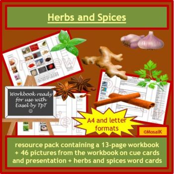 Preview of Herbs Spices Cooking workbook