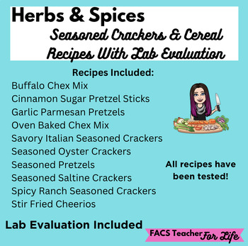 Preview of Herbs & Spices Recipes (Crackers/Cereal) with Evaluation - FACS, FCS, Cooking