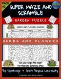 Herbs and Flowers Garden Super Maze and Scramble Word Puzz