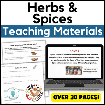 Preview of Herbs and Spices Lesson and Activities for FACS  and Culinary Arts - Prostart
