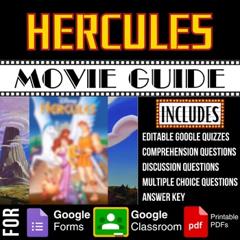Preview of Hercules (1997) Movie Guide Discussion Questions Worksheets Google Forms Quiz