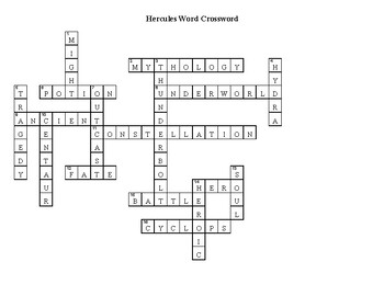 Hercules Crossword Puzzle by TOEFL Word Searches Crosswords and more