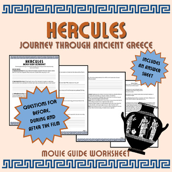 Preview of Hercules Movie Guide Worksheet for History class on Ancient Greece sub lesson