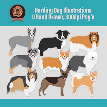 Download Herding Dogs Clip Art, Hand Drawn Herding Dog Breed ...