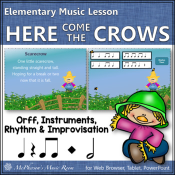 Preview of Fall Music Lesson Orff, Rhythm, Instruments & Improvisation Here Come the Crows