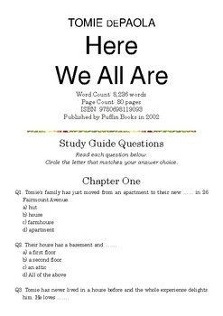 Preview of Here We All Are by Tomie dePaola; Multiple-Choice Study Guide Quiz