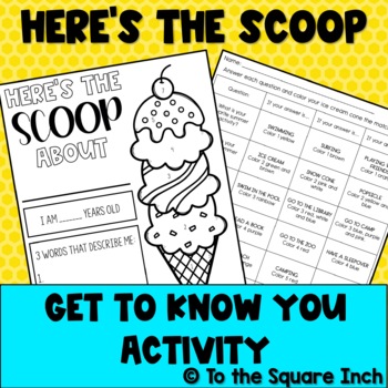 Preview of Here's the Scoop Get to Know You Free Activity