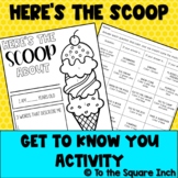 Here's the Scoop Get to Know You Free Activity
