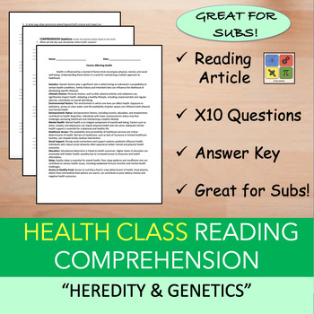 Preview of Heredity & Genetics - Reading Passage and x 10 Questions (EDITABLE)