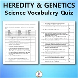 Heredity & Genetics Science Vocabulary Quiz - Editable Worksheet
