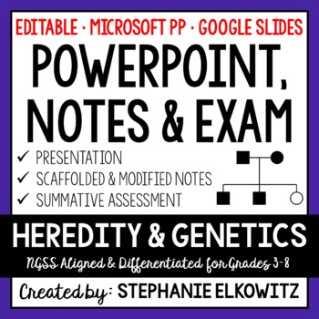 Preview of Heredity and Genetics PowerPoint, Notes & Exam - Google Slides