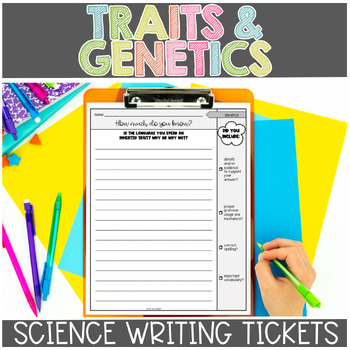 Preview of Heredity and Genetics Science Exit Tickets or Science Writing Prompts