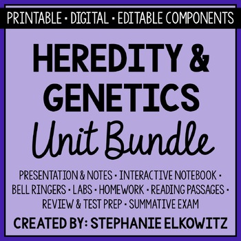 Preview of Heredity and Genetics Unit Bundle | Printable, Digital & Editable Components
