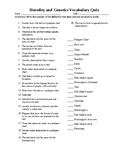 Heredity and Genetics Vocabulary Quiz