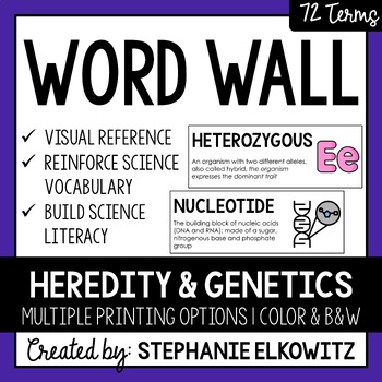 Preview of Heredity and Genetics Word Wall | Science Vocabulary