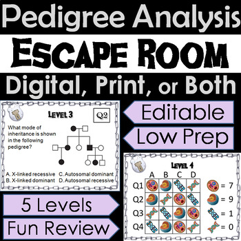 Preview of Pedigree Activity: High School Biology Escape Room (Genetics and Heredity Unit)
