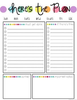 Daily & Weekly Planning Pages - Editable, Colorful Dots | TpT