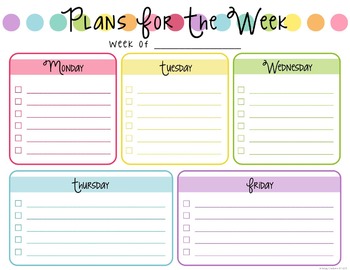 Daily & Weekly Planning Pages - Editable, Colorful Dots | TpT