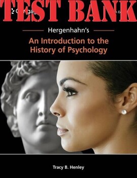 Preview of Hergenhahn's An Introduction to the History of Psychology 9 Ed Tracy TEST BANK