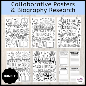 Preview of Heritage/History Months Collaborative Posters & Biography Research - BUNDLE