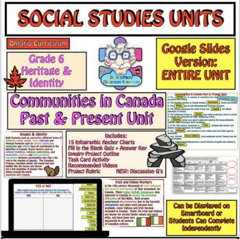 Preview of Heritage & Identity: Communities in Canada Past & Present Entire Unit Grade 6