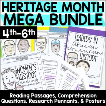 Preview of Heritage Month Bundle | Black History, Womens History, Latino History | 4th-6th