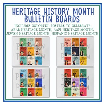 Preview of Heritage Month Quotes Bulletin Board Posters | Arab Hispanic AAPI Jewish History