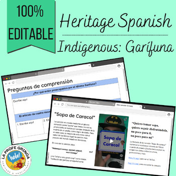 Preview of Heritage Spanish: Garífuna Webquest (Central American Indigenous group)