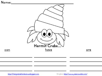 Hermit Crabs First Grade Writing Activity FREEBIE! | TpT