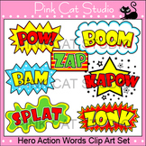 Superhero Clip Art Action Words Set