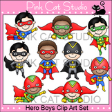 Boys Superhero Clip Art Set - Flying, Running, Standing, T