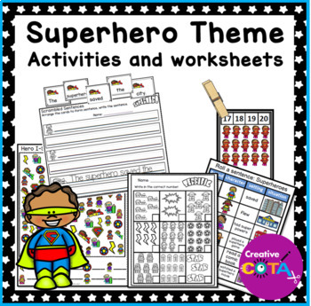 Preview of Occupational Therapy Super Hero Literacy Math & Writing Worksheets & Activities
