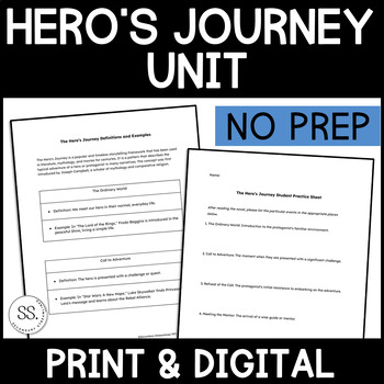 Preview of Hero's Journey - Pop Culture Examples, Worksheet, Quiz! No prep!