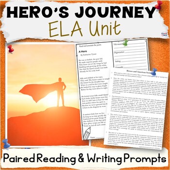 Preview of Hero's Journey Unit - Bell Ringers, ELA Paired Reading Packet, Writing Prompts