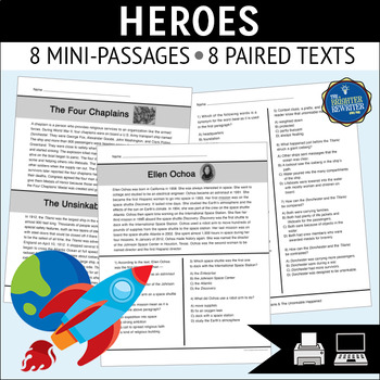 Preview of Heroes Nonfiction Reading Comprehension Passages