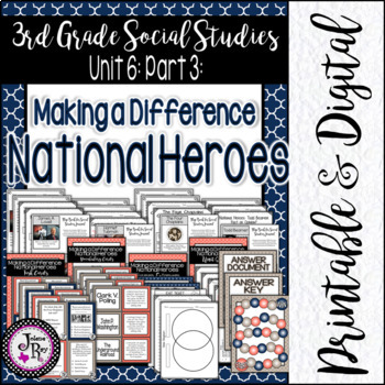 Preview of 3rd Grade Social Studies / Unit 6 Pt. 3: National Heroes / Printable & Digital