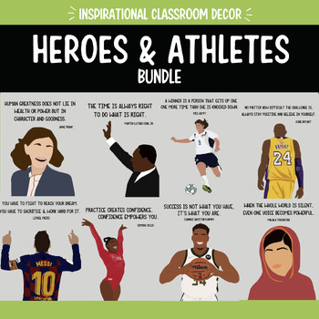 Preview of Heroes and Athletes Classroom Posters Bundle