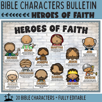 Preview of Heroes of Faith Bulletin Board: Editable PowerPoint - Christian Classroom Decor