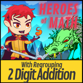 Preview of Digital Escape Room 2 Digit Addition with Regrouping Heroes of Math Game
