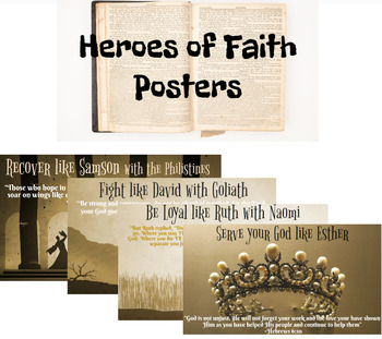 Preview of Heroes of the Faith Character Education Posters Sepia
