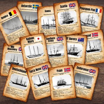 Preview of Heroic Age ANTARCTICA Exploration Info Cards Captain Ship Outcomes